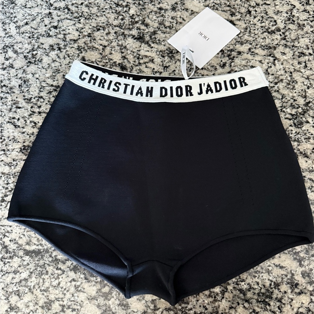 Dior Black Athletic Shorts with Branded Waistband
